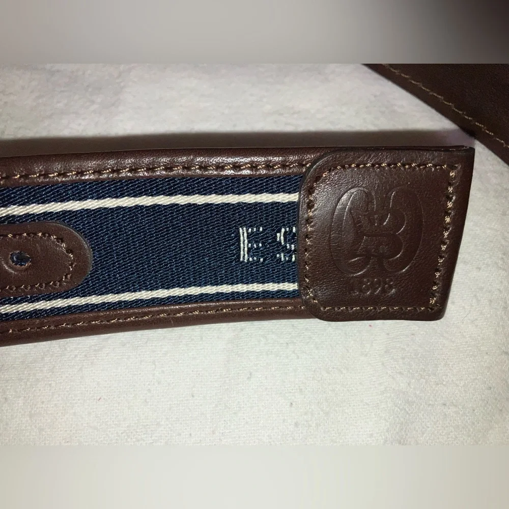 Alero Sport Five Farms Italian Leather Belt Brass Buckle Made In Italy Sz 50” L